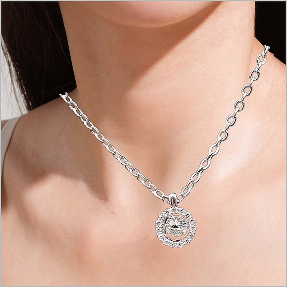 .Elegant Sterling Silver Dancing Pendant with Necklace - Picture 3 of 6